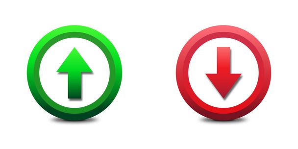 Colorful web button with arrow up and down symbols. Flat vector illustration. - Vector, Image