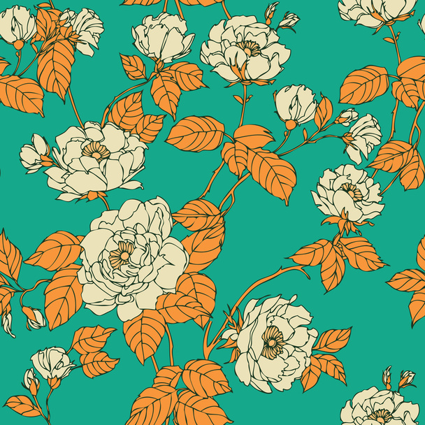 Seamless pattern with flowers roses - Wektor, obraz