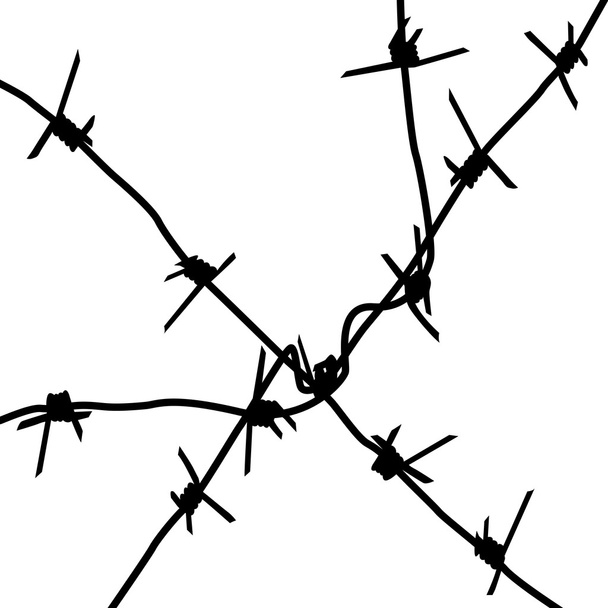 Silhouette barbed wires on a white background. Vector illustrati - Vector, Image