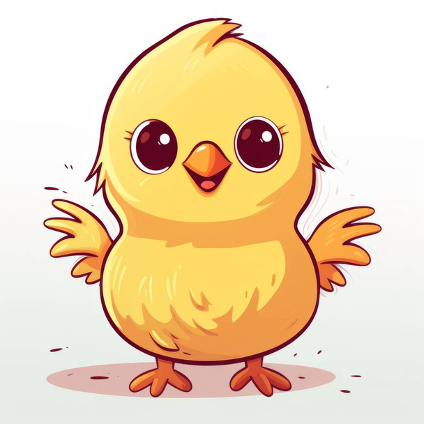 милий жовтий птах з червоним яйцем - Вектор, зображення
