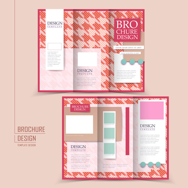 Dreifach-Broschüre mit rosa Hundstooth-Hintergrund - Vektor, Bild