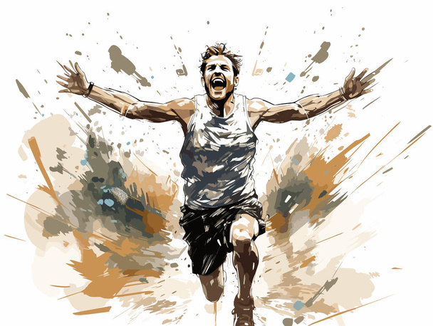 runner Wins the race business concept in hand-drawn style - Vector, Image