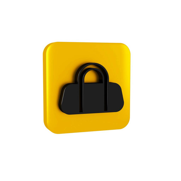 Icono de la bolsa Black Sport aislado sobre fondo transparente. Botón cuadrado amarillo.. - Foto, imagen