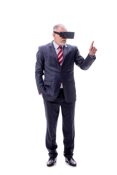 Businessman wearing virtual glasses isolated on white - Photo, Image