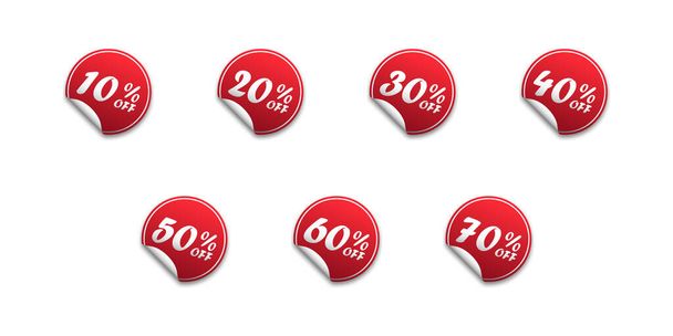 Special offer discount stickers with different sale percentage. Vector illustration. - Vector, Image