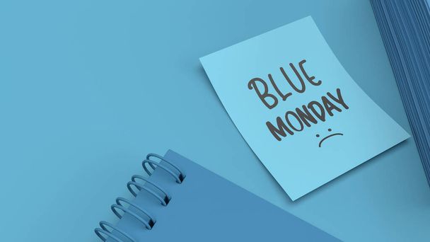 Blue Monday refere-se tipicamente ao termo usado para descrever a terceira segunda-feira de janeiro, que é muitas vezes considerado o dia mais deprimente do ano.. - Foto, Imagem