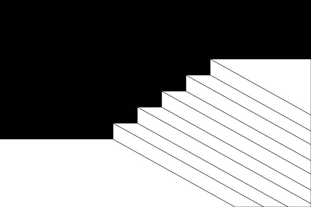 Merdiven silueti siyah ve beyaz soyut arkaplanı izole etti. Kimse yok. Grafik vektör çizimi soyut, ilerleme, ilerleme, iş, başarı konsepti. mimari sanat konsepti, vektör illüstrasyonu  - Vektör, Görsel