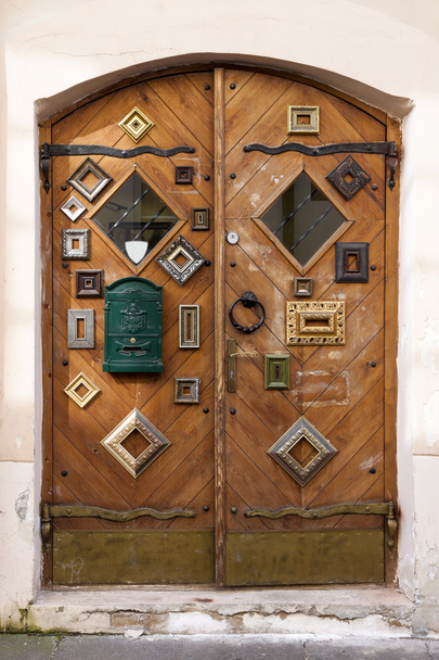 Sklep drzwi ozdobione ramki do zdjęć - Zdjęcie, obraz