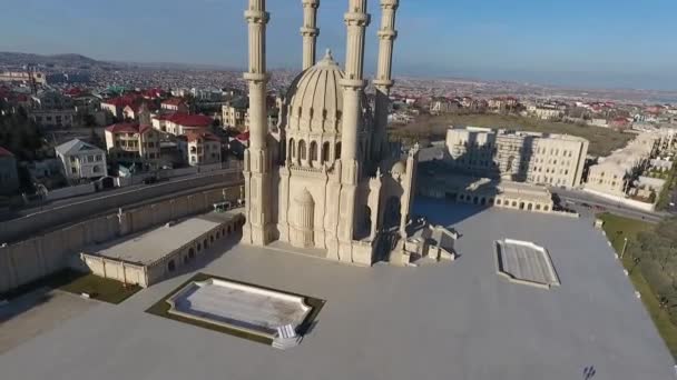 the aerial view of the old town of BAKU, in the evening - Footage, Video