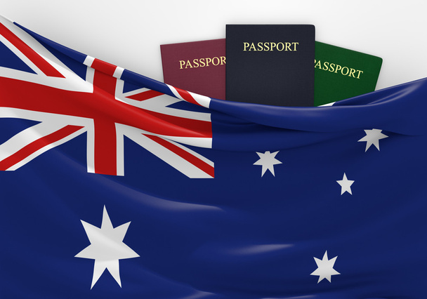 Podróży i turystyki w Australii, z bukietem paszportów - Zdjęcie, obraz
