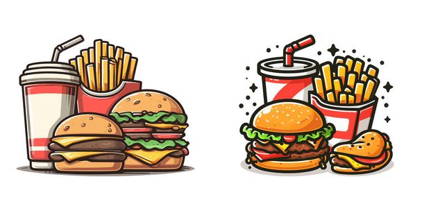 Icona del cartone animato fast food. Illustrazione vettoriale. - Vettoriali, immagini