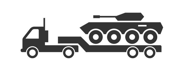 Armored personnel carrier on a truck icon. Vector illustration. - Vector, Image