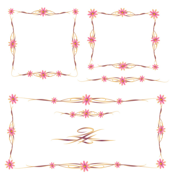 Conjunto de marcos y adornos florales coloridos
 - Vector, imagen
