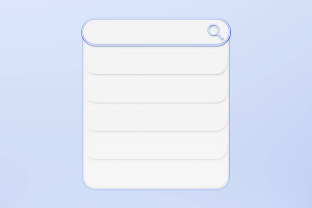 uiのための3Dイラスト検索バー。アプリやウェブサイトのレイアウトデザイン。青い背景でアドレスアイコンとカーソルを検索する - 写真・画像
