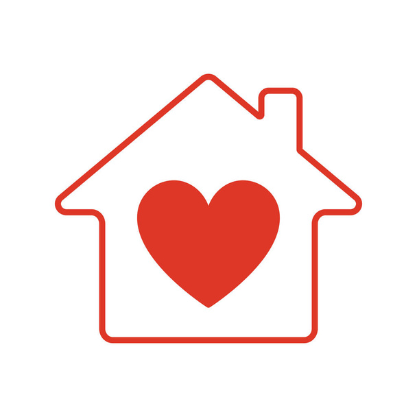Icono de la casa con corazón. Ilustración vectorial. - Foto, Imagen