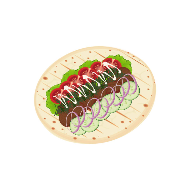 logo illustration of pita bread for shawarma with delicious filling - Vector, Image