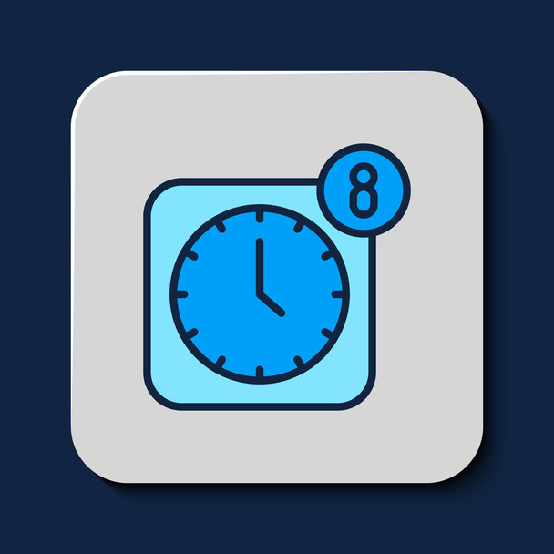 Filled outline Alarm clock app smartphone interface icon isolated on blue background.  Vector - ベクター画像