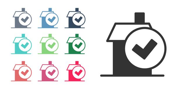 Black Home icona concetto di servizio di pulizia isolato su sfondo bianco. Edificio e casa. Set icone colorate. Vettore - Vettoriali, immagini