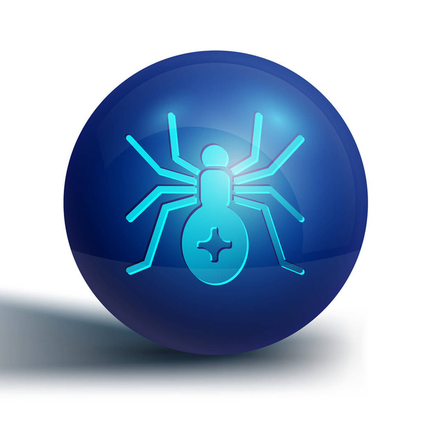 Ікона Blue Spider ізольована на білому тлі. Веселого Хелловін. Кнопка синього кола. Вектор. - Вектор, зображення