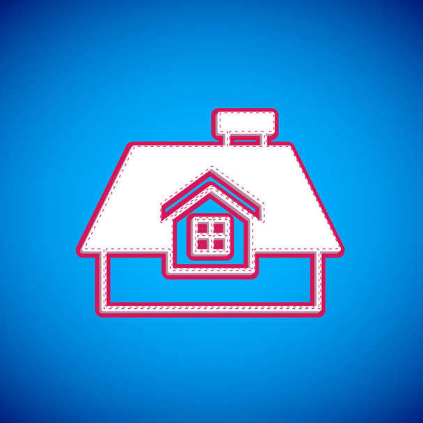 Fehér Ház ikon elszigetelt kék háttérrel. Otthon szimbólum. Vektor - Vektor, kép