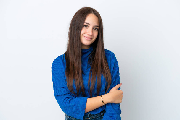 Junge Ukrainerin auf weißem Hintergrund isoliert lachend - Foto, Bild