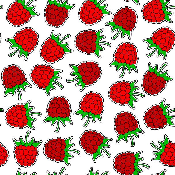 Raspberrys シームレス背景 - ベクター画像