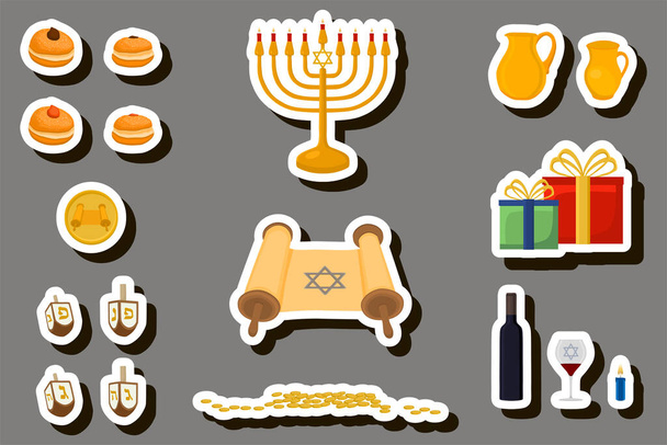 Bella illustrazione a colori sul tema della festa annuale Hanukkah - Vettoriali, immagini