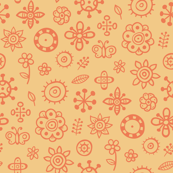 Orange pattern with cute elements - Διάνυσμα, εικόνα