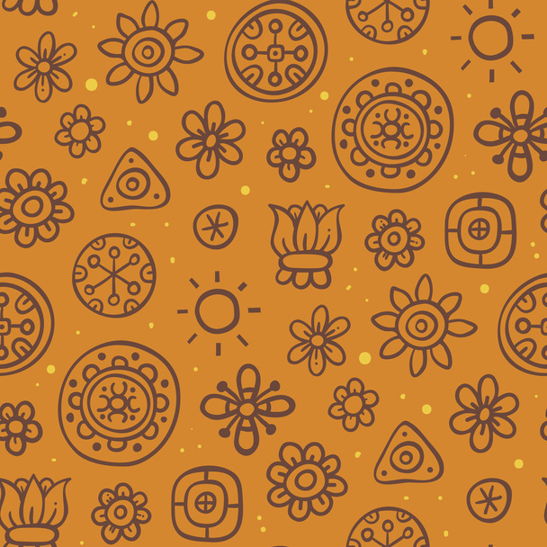 Orange seamless pattern with cute elements - Vector, imagen