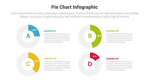 piechart vagy pite chart diagram infographics sablon diagram százalékban vázlatos piechart haladás 4 pont design diavetítő - Vektor, kép