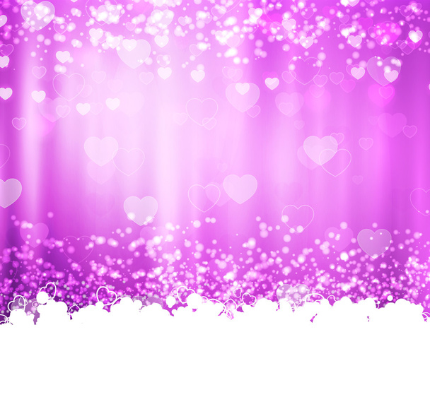 Purple background with hearts and lights - Vettoriali, immagini