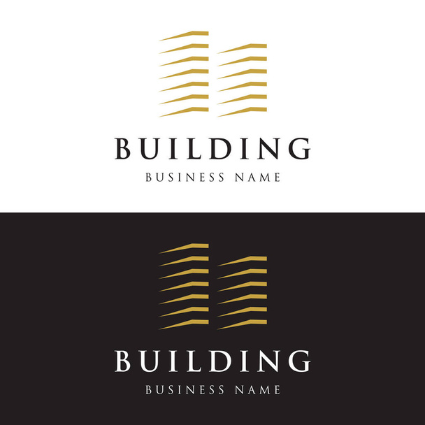 Μοντέρνα και πολυτελή πολυκατοικία ή homestay κτίριο λογότυπο. Λογότυπο για επιχειρήσεις, ακίνητα, ξενοδοχεία και αρχιτεκτονική. - Διάνυσμα, εικόνα