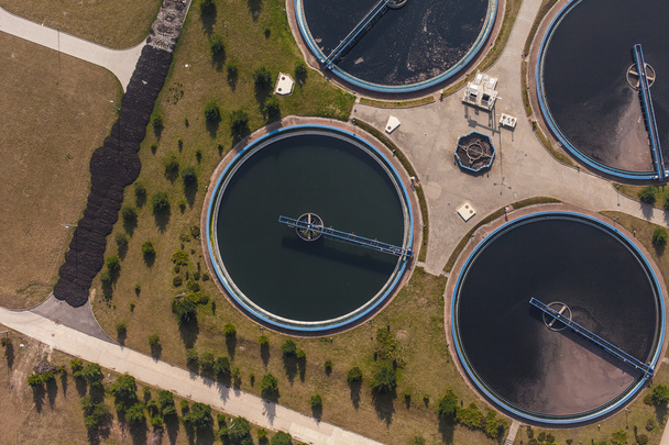 aerial view of sewage treatment plant - Фото, зображення