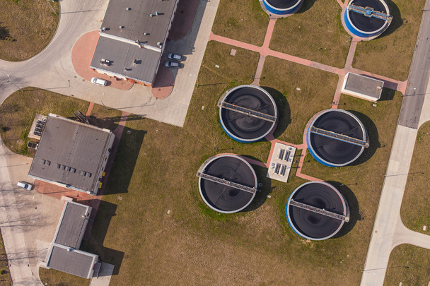 aerial view of sewage treatment plant - Fotoğraf, Görsel
