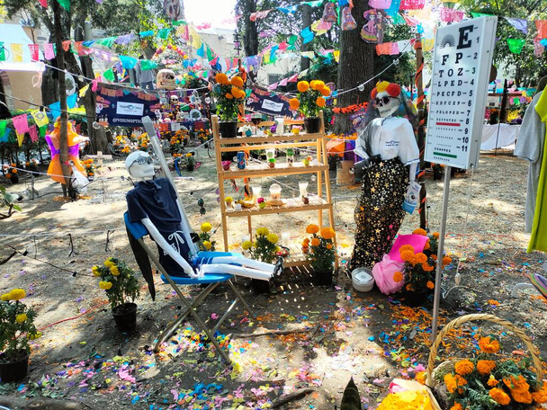 Ofrendas and altars on the esplanade, outside the National Museum of the Viceroyalty, in Tepotzotln, State of Mexico, Nov. 2, 2023 - Photo, Image