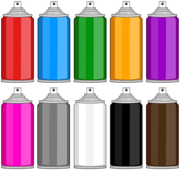 Color Spray Cans In Various Colours - Vettoriali, immagini