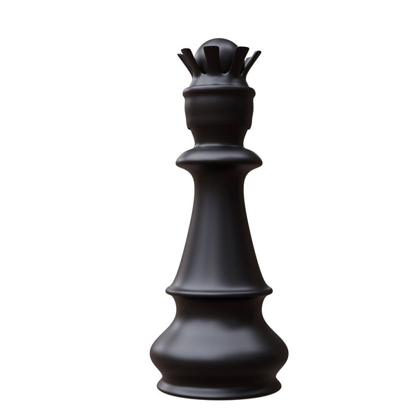 Černá šachová královna izolovaná na bílém průhledném pozadí. Koncept obchodní strategie - Fotografie, Obrázek