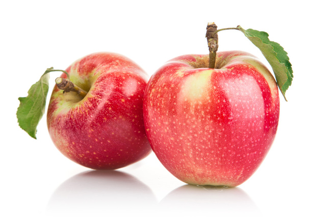 Frutas de manzana verde con hoja
 - Foto, imagen