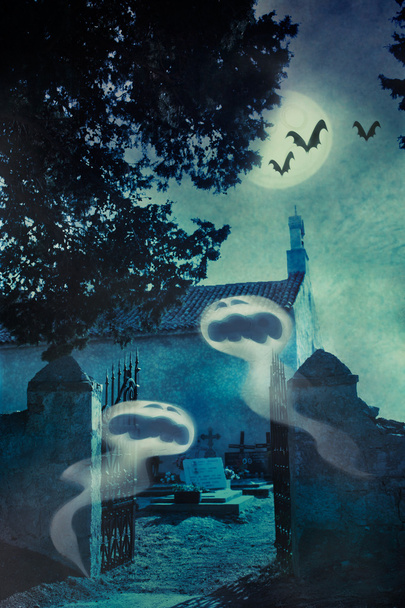 Halloween-Illustration mit bösen Geistern - Foto, Bild