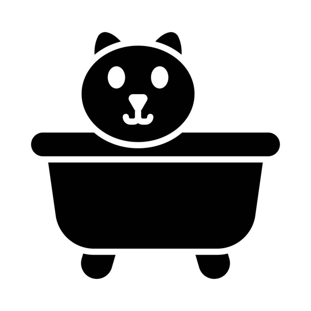 Cat Bath Vector Glyph Icon For Personal And Commercial Use - Vector, Image