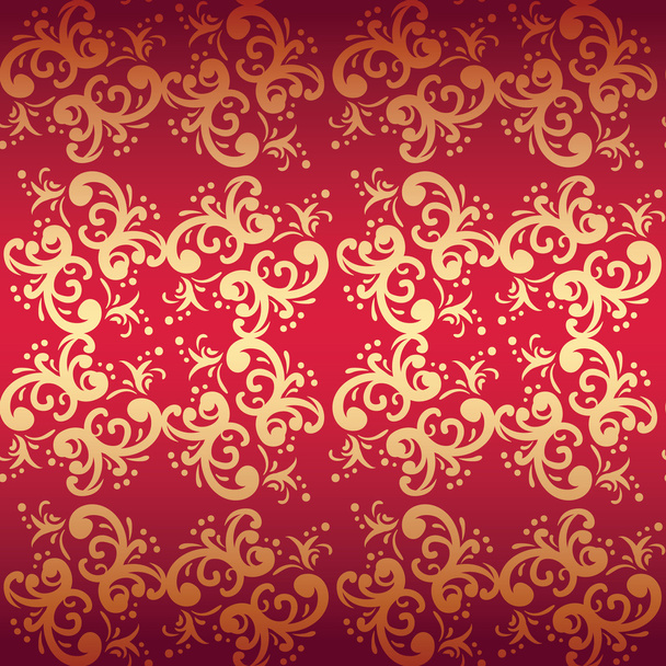 Red seamless floral vector background - Вектор, зображення