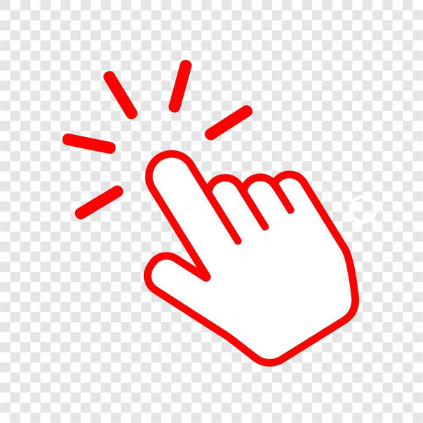 ілюстрація червоного пальця значок курсора для символу клацання - Вектор, зображення