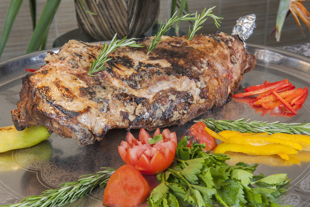 Leg of roast lamb at a restaurant buffet - Photo, Image