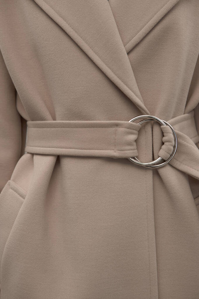 Detailní záběr béžové barvy detailu kabátu  - Fotografie, Obrázek