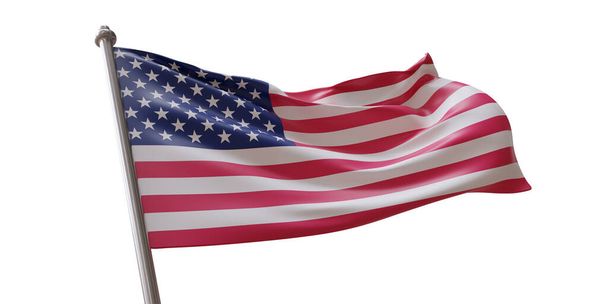 Прапор США ізольований білий прозорий фон. День пам'яті, 4 липня, Національне свято. - Фото, зображення