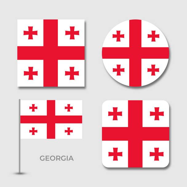 georgia flag set design illustration template file format eps transparent, national flag set design template illustration vector design with shadow - Vektor, obrázek