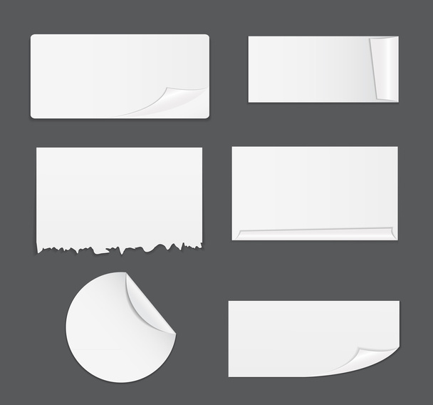 Set of White Paper Stickers Isolated on White Background.  Vecto - Vector, Image