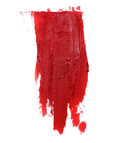 Photo red grunge brush strokes oil paint isolated on white background - Fotografie, Obrázek