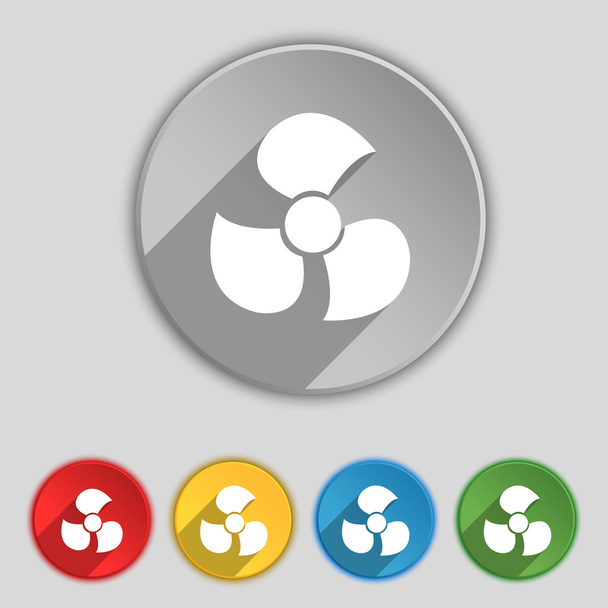 Fans, propeller icon sign. Symbol on five flat buttons. Vector - Vector, Image