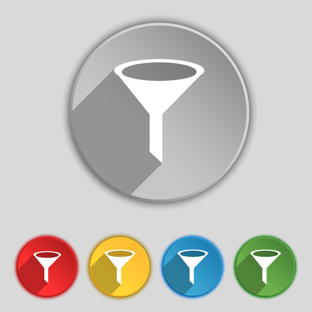 Funnel icon sign. Symbol on five flat buttons. Vector - Vector, Imagen